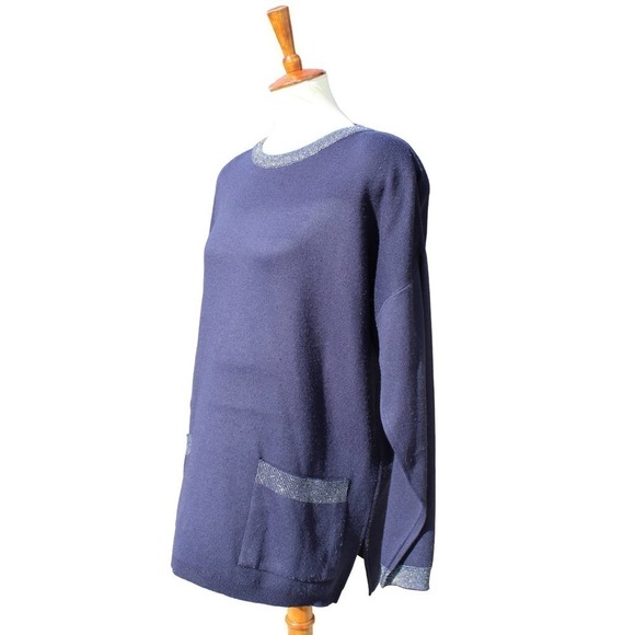 Blue and Silver Glitter Accent Top  Shoulder Pads Medium - Picture 3 of 7